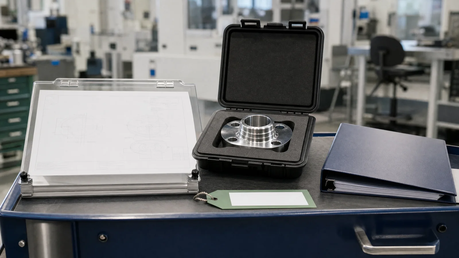 Illustrative controlled engineering drawing review with component traceability materials